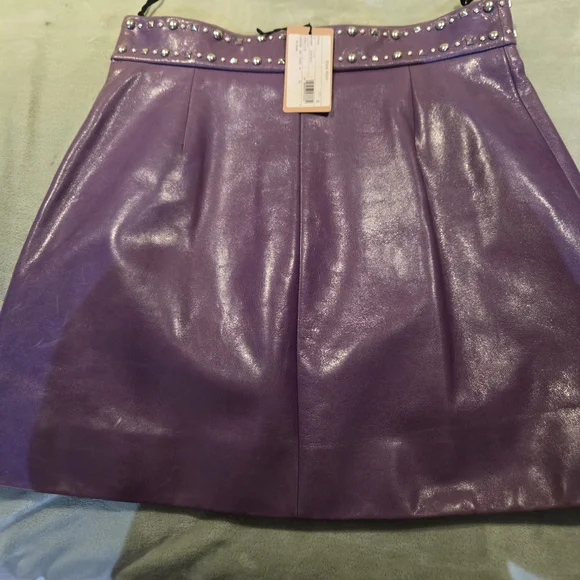 Miu Miu Purple Mini Skirt with Stud Accents - Picture 3 of 3